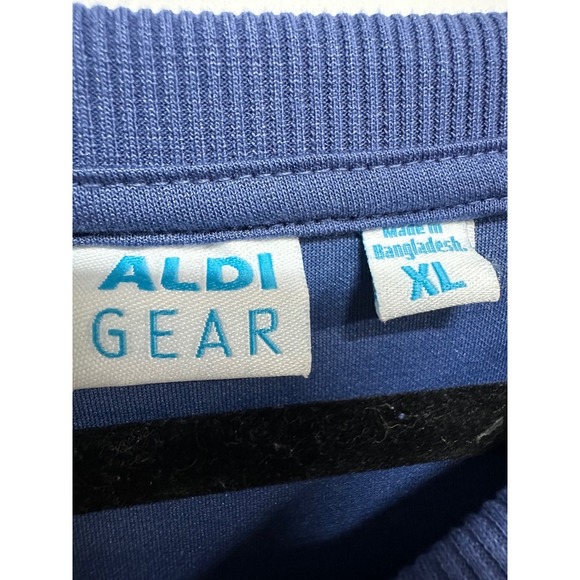 Aldi Gear Retro Striped Merch Size XL Logo Sleeve Blue Drawstring Bottom - Picture 5 of 5